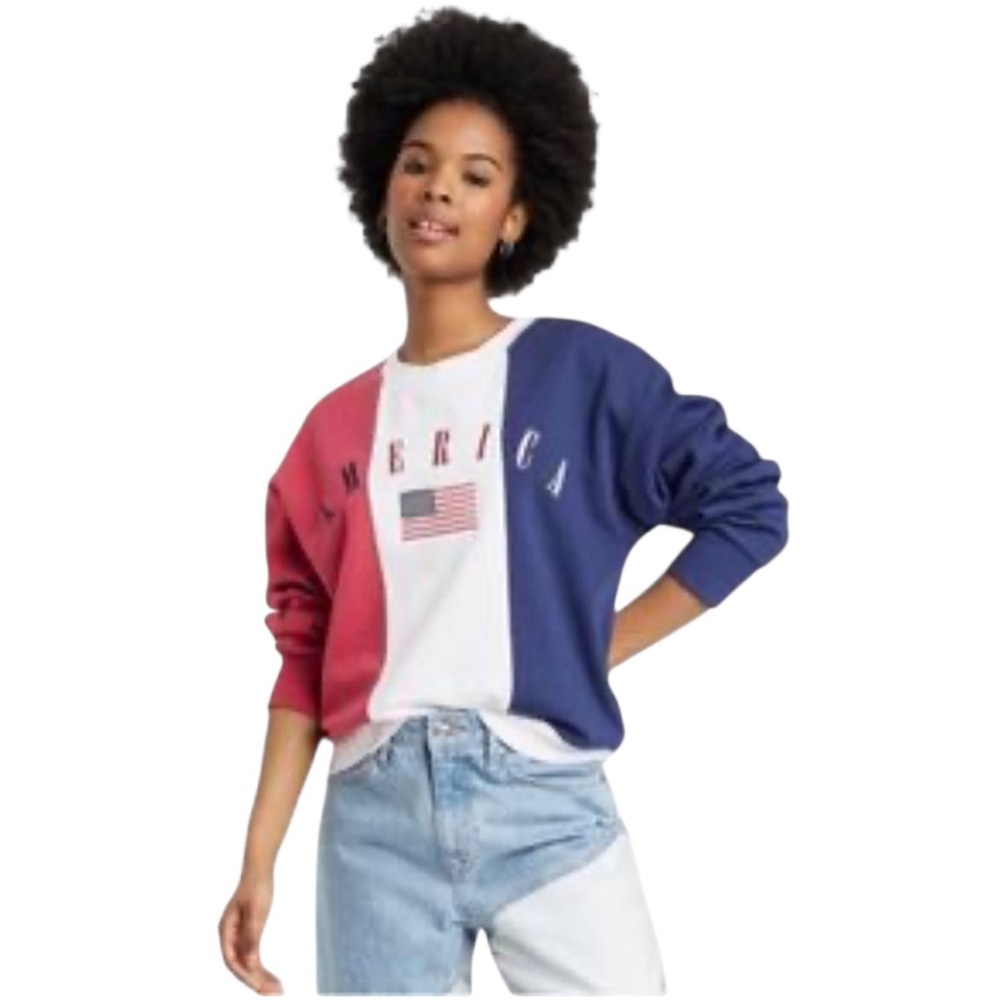 Colorblock Sweatshirt -‎ Red, White, and Blue
AMERICA